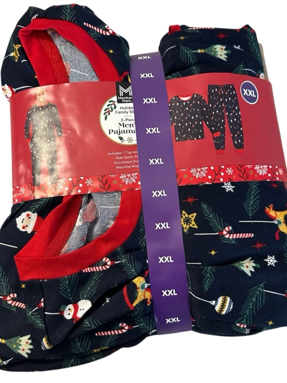 Members Mark Men's Family Sleepwear Christmas Pajama 2-Piece Set Sz XXL NWT